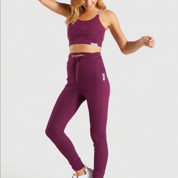 Gymshark Pants - Gymshark Slounge Ribbon Bottoms Ruby